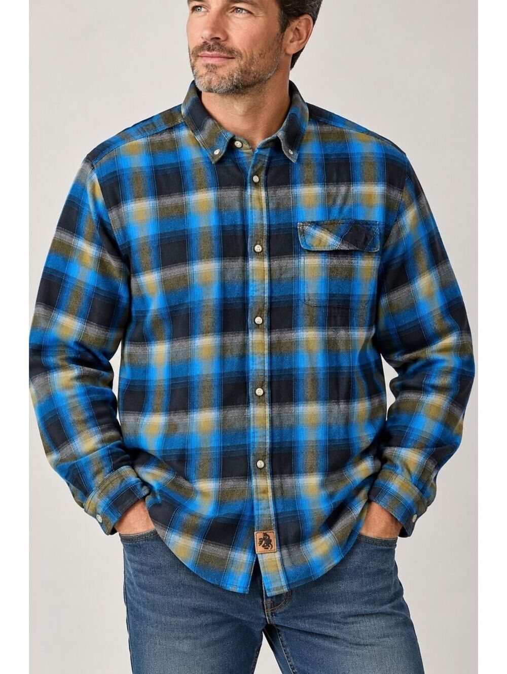 Legendary Whitetails Buck Camp Flannel Shirt Mens 3XT Blue Plaid Tall